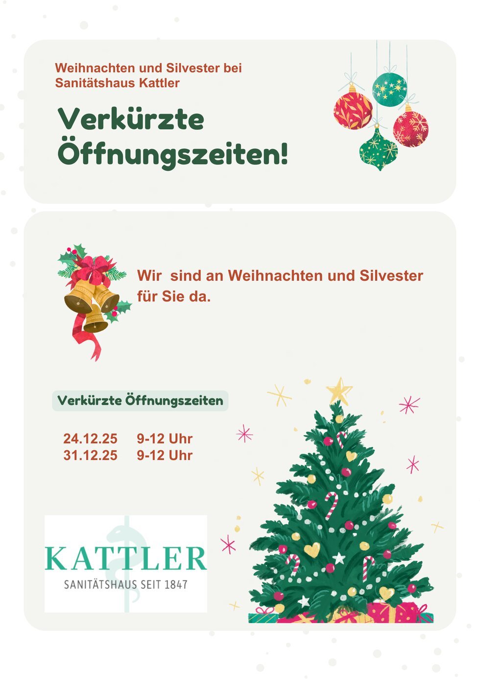 Kattler Weihnachtsöffnungszeiten